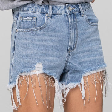 RHINESTONE DENIM SHORTS