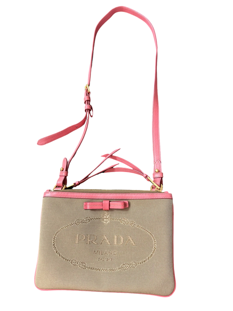 Prada Jacquard Trim Logo Crossbody