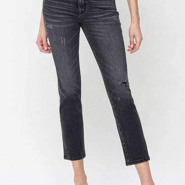 Mid Rise Crop Slim Straight Jeans