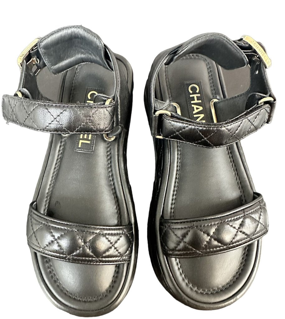 Chanel "Dad" lambskin sandals, size 35.5