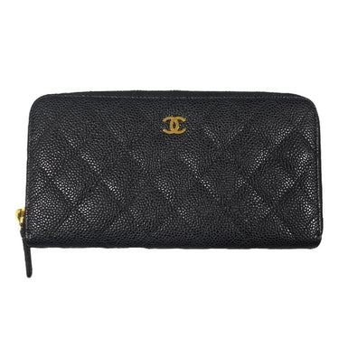 Chanel Black Caviar Zipper Wallet ***