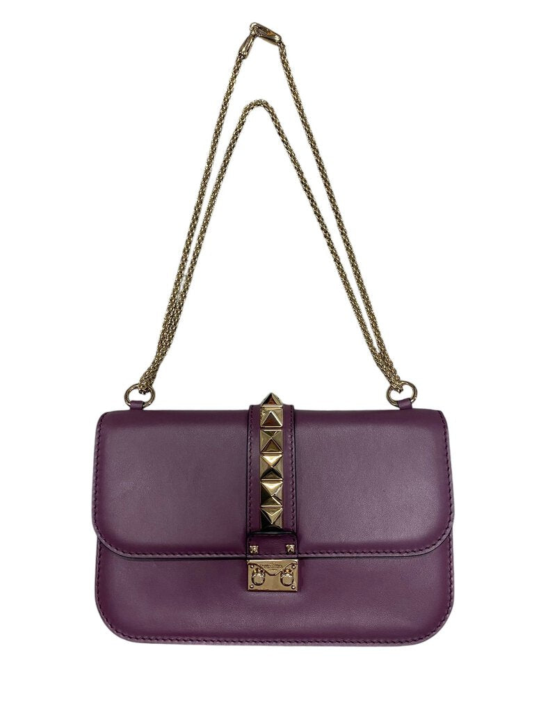 Valentino Garavani Medium Vitello Plum Crossbody***