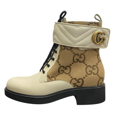 Gucci Monogram and Leather Ankle Boots Size U.S. 9.5 / E.U. 40.5***