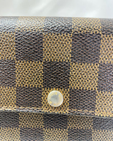 Authentic Louis Vuitton Damier Ebene Pattern Brown Wallet